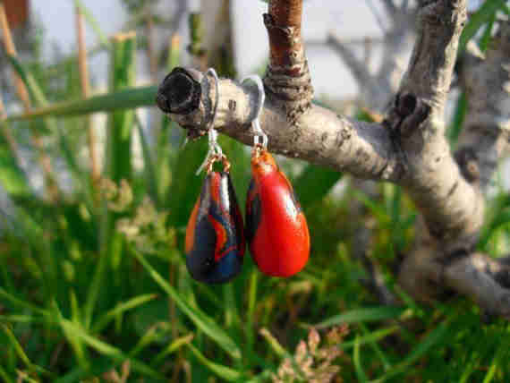 Drop shaped earrings (polymer clay)