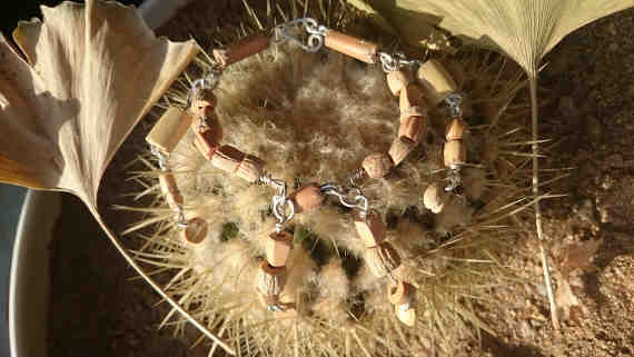 Olive seeds bracelet with sterling silver